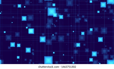 Tech Neon Seamless Landing Page Background. Bright Artificial Intelligence Concept. Cover Pattern with Neon Shapes. Internet Communication Background.