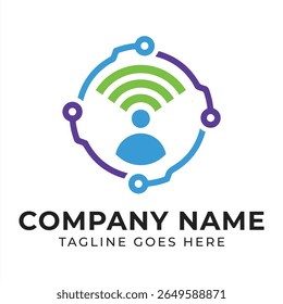 Logotipo de rede técnica que representa conectividade e comunicação com um design moderno para uma empresa de tecnologia