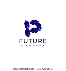 logotipo moderno de inicio de letra p de tecnología