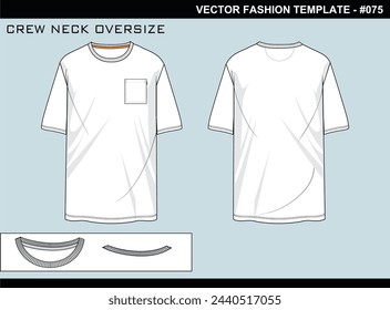 TECH PACK CREW NECK OVERSIZE FASHION EASY EDITABLE TECHNICAL FLAT SKETCH ILLUSTRATION DESIGN