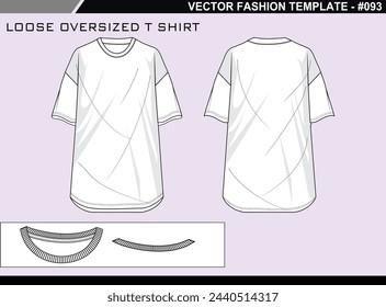 TECH PACK LOOSE OVERSIZED T SHIRT FASHION EASY EDITABLE TECHNICAL FLAT SKETCH ILLUSTRATION DESIGN