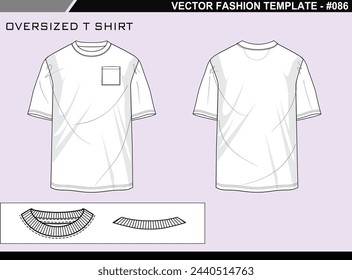 TECH PACK OVERSIZED T SHIRT FASHION EASY EDITABLE TECHNICAL FLAT SKETCH ILLUSTRATION DESIGN