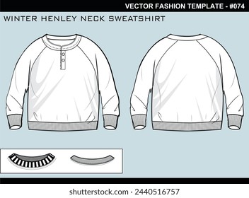 TECH PACK WINTER HENLEY NECK SWEATSHIRT FASHION EASY EDITIERBARE TECHNISCHE FLACHE SKIZZE ILLUSTRATION DESIGN