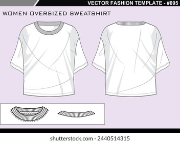 TECH PACK FRAUEN OVERSIZED SWEATSHIRT MODE EASY EDITIERBARE TECHNISCHE FLACHE SKIZZE ILLUSTRATION DESIGN