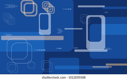 Tech Pattern. Colorful Horizontal Technology Background with Frames, Squares, Dots, Arrows and Lines. Modern Abstract Texture for Wallpaper, Web, Applications. Fantastic Digital Texture. Vector.