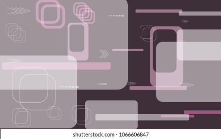 Tech Pattern. Colorful Horizontal Technology Background with Frames, Squares, Dots, Arrows and Lines. Modern Abstract Texture for Wallpaper, Applications, Web. Trendy Digital Texture. Vector.