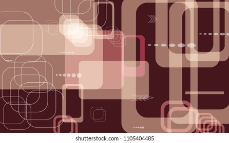 Tech Pattern. Colorful Horizontal Technology Background with Frames, Squares, Dots, Arrows and Lines. Modern Abstract Texture for Web, Wallpaper, Applications. Modern Digital Texture. Vector.