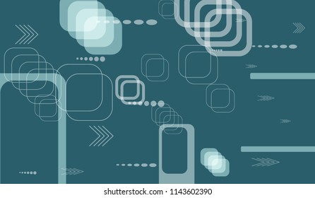 Tech Pattern. Colorful Horizontal Technology Background with Frames, Squares, Dots, Arrows and Lines. Modern Abstract Texture for Web, Wallpaper, Applications. Modern Digital Texture. Vector.