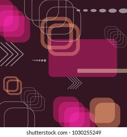 Tech Pattern. Colorful Square Technology Background with Frames, Squares, Dots, Arrows and Lines. Modern Abstract Texture for Web, Applications, Wallpaper. Futuristic Digital Texture. Vector.