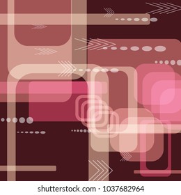 Tech Pattern. Colorful Square Technology Background with Frames, Squares, Dots, Arrows and Lines. Modern Abstract Texture for Web, Applications, Wallpaper. Vintage Digital Texture. Vector.