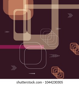 Tech Pattern. Colorful Square Technology Background with Frames, Squares, Dots, Arrows and Lines. Modern Abstract Texture for Wallpaper, Applications, Web. Vintage Digital Texture. Vector.