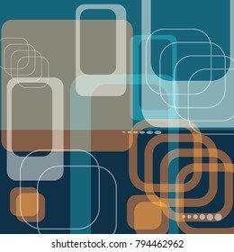 Tech Pattern. Colorful Square Technology Background with Frames, Squares, Dots, Arrows and Lines. Modern Abstract Texture for Wallpaper, Applications, Web. Retro Digital Texture. Vector.