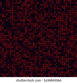 Tech pattern. Filled pattern of rings. Red colored seamless background. Cool vector illustration.