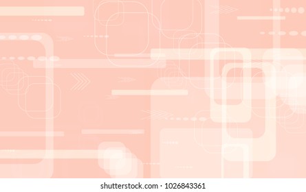 Tech Pattern. Light Horizontal Technology Background with Frames, Squares, Dots, Arrows and Lines. Modern Abstract Texture for Wallpaper, Applications, Web. Vintage Digital Texture. Vector.