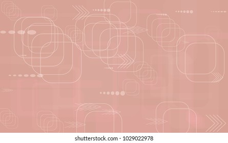 Tech Pattern. Light Horizontal Technology Background with Frames, Squares, Dots, Arrows and Lines. Modern Abstract Texture for Web, Wallpaper, Applications. Futuristic Digital Texture. Vector.