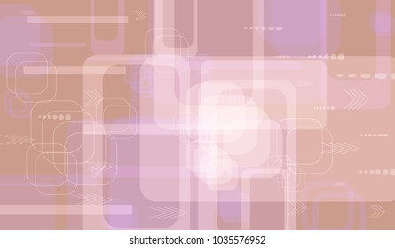 Tech Pattern. Light Horizontal Technology Background with Frames, Squares, Dots, Arrows and Lines. Modern Abstract Texture for Wallpaper, Applications, Web. Futuristic Digital Texture. Vector.