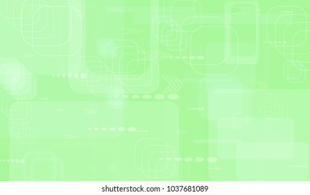 Tech Pattern. Light Horizontal Technology Background with Frames, Squares, Dots, Arrows and Lines. Modern Abstract Texture for Wallpaper, Applications, Web. Trendy Digital Texture. Vector.