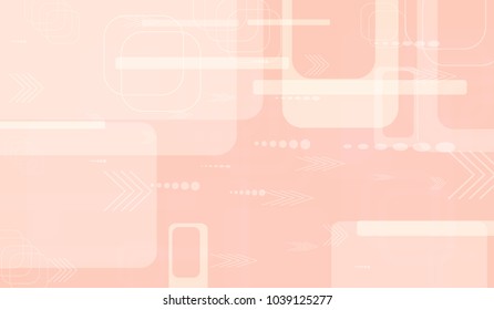 Tech Pattern. Light Horizontal Technology Background with Frames, Squares, Dots, Arrows and Lines. Modern Abstract Texture for Wallpaper, Web, Applications. Trendy Digital Texture. Vector.