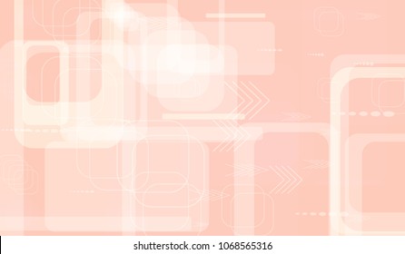 Tech Pattern. Light Horizontal Technology Background with Frames, Squares, Dots, Arrows and Lines. Modern Abstract Texture for Wallpaper, Web, Applications. Modern Digital Texture. Vector.