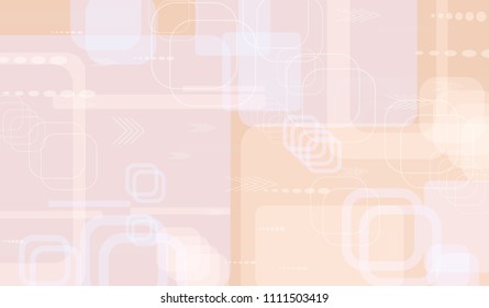 Tech Pattern. Light Horizontal Technology Background with Frames, Squares, Dots, Arrows and Lines. Modern Abstract Texture for Wallpaper, Web, Applications. Retro Digital Texture. Vector.