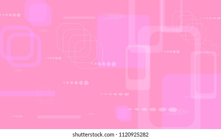 Tech Pattern. Light Horizontal Technology Background with Frames, Squares, Dots, Arrows and Lines. Modern Abstract Texture for Web, Wallpaper, Applications. Trendy Digital Texture. Vector.
