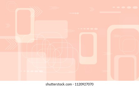 Tech Pattern. Light Horizontal Technology Background with Frames, Squares, Dots, Arrows and Lines. Modern Abstract Texture for Web, Wallpaper, Applications. Retro Digital Texture. Vector.