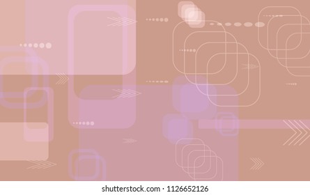 Tech Pattern. Light Horizontal Technology Background with Frames, Squares, Dots, Arrows and Lines. Modern Abstract Texture for Web, Wallpaper, Applications. Trendy Digital Texture. Vector.