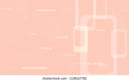 Tech Pattern. Light Horizontal Technology Background with Frames, Squares, Dots, Arrows and Lines. Modern Abstract Texture for Web, Applications, Wallpaper. Futuristic Digital Texture. Vector.
