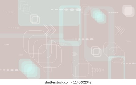 Tech Pattern. Light Horizontal Technology Background with Frames, Squares, Dots, Arrows and Lines. Modern Abstract Texture for Web, Wallpaper, Applications. Modern Digital Texture. Vector.