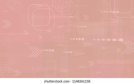 Tech Pattern. Light Horizontal Technology Background with Frames, Squares, Dots, Arrows and Lines. Modern Abstract Texture for Web, Wallpaper, Applications. Vintage Digital Texture. Vector.