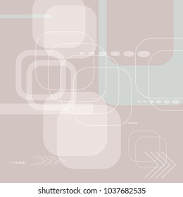 Tech Pattern. Light Square Technology Background with Frames, Squares, Dots, Arrows and Lines. Modern Abstract Texture for Wallpaper, Applications, Web. Futuristic Digital Texture. Vector.