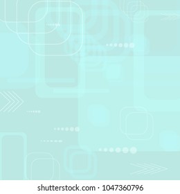 Tech Pattern. Light Square Technology Background with Frames, Squares, Dots, Arrows and Lines. Modern Abstract Texture for Web, Applications, Wallpaper. Trendy Digital Texture. Vector.