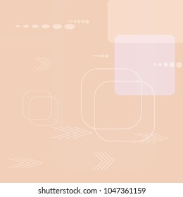 Tech Pattern. Light Square Technology Background with Frames, Squares, Dots, Arrows and Lines. Modern Abstract Texture for Web, Applications, Wallpaper. Trendy Digital Texture. Vector.