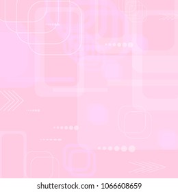 Tech Pattern. Light Square Technology Background with Frames, Squares, Dots, Arrows and Lines. Modern Abstract Texture for Wallpaper, Web, Applications. Retro Digital Texture. Vector.