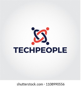 Tech people business logo. Human vector minimal sign 