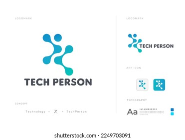 Tech Person Digital Connection Logo Abstract Design Vector Template.
Digital Human Connection Logo With App Icon.
Creative Artificial Intelligence Bot Logo With Circuit.