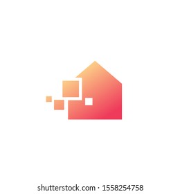 tech pixel smart house logo vector icon illustration