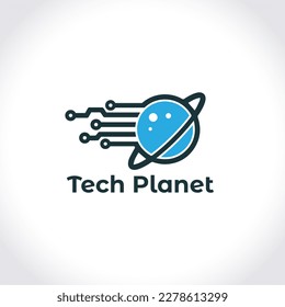 Tech Planet Space Logo Design Vector Template.
Galaxy, Universe, Saturn, Orbit, Space Technology Research Organization Logo