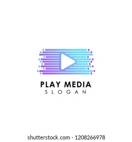 tech play media logo design. play media icon symbol design