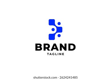 tech play media logo with modern triangle pixel shape design