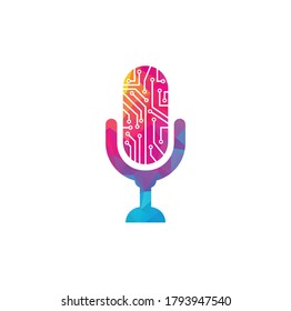 Tech Podcast Icon Logo Design Element.