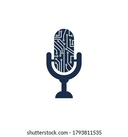 Tech Podcast microphone Logo Icon Design Element.