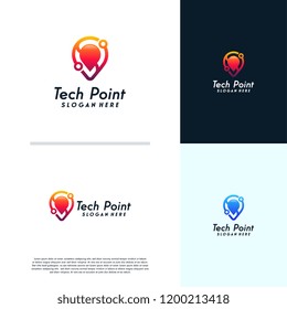Tech Point logo designs concept vector, Point tech logo, Pixel point logo symbol
