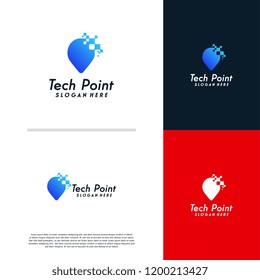 Tech Point logo designs concept vector, Point tech logo, Pixel point logo symbol