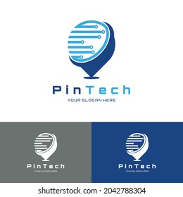 Símbolo del logotipo de Tech Point Píxel vectorial icono de diseño
