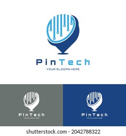 Tech Point Logo Symbol Pixel-Pin Vektorsymbol-Design