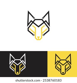 Tech Polygon Dog Face Logo Design template 
