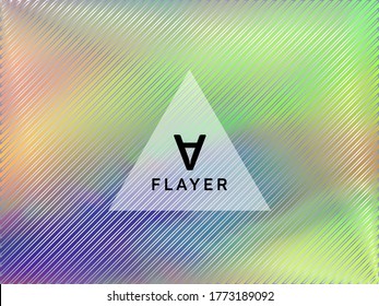 Tech poster glitch holographic vector layout design. Abstract graphic design elements. Energetic glitch hologram gradient background for poster.