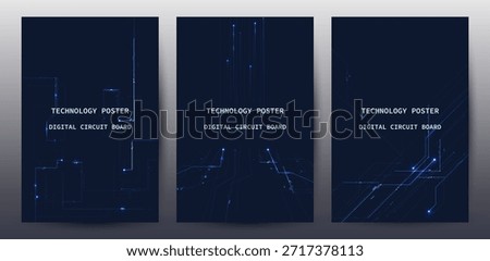 Tech Poster Set And Abstract structure circuit computer technology business background
