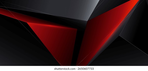 Tech product banner background. modern red and black polygon with lines corporate concept for business